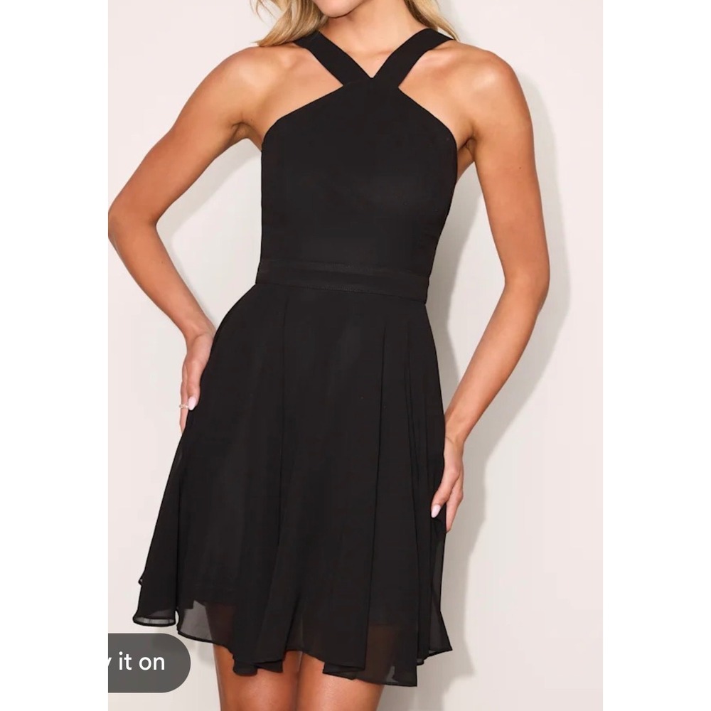 NWT Lulus Size Small Forevermore Black Skater Dress Mini Formal Dance Glam
